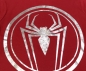 Preview: Spiderman Langarmshirt für Jungen in rot mit Silberdruck - Nahaufnahme des Motivs